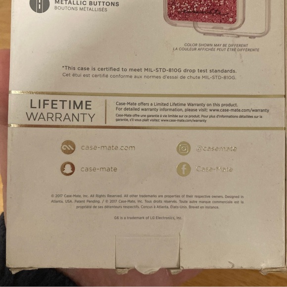 LG G6 Phone Case Pink Sparkle Waterfall Case-Mate New Old Stock - Picture 9 of 11